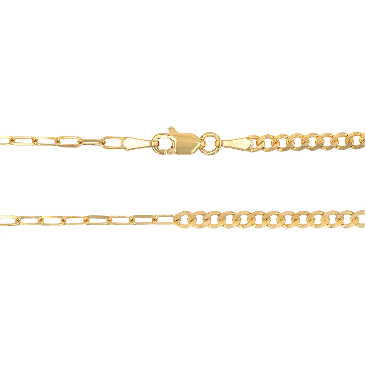 Yellow Gold Paperclip & Curb Link Chain, 20