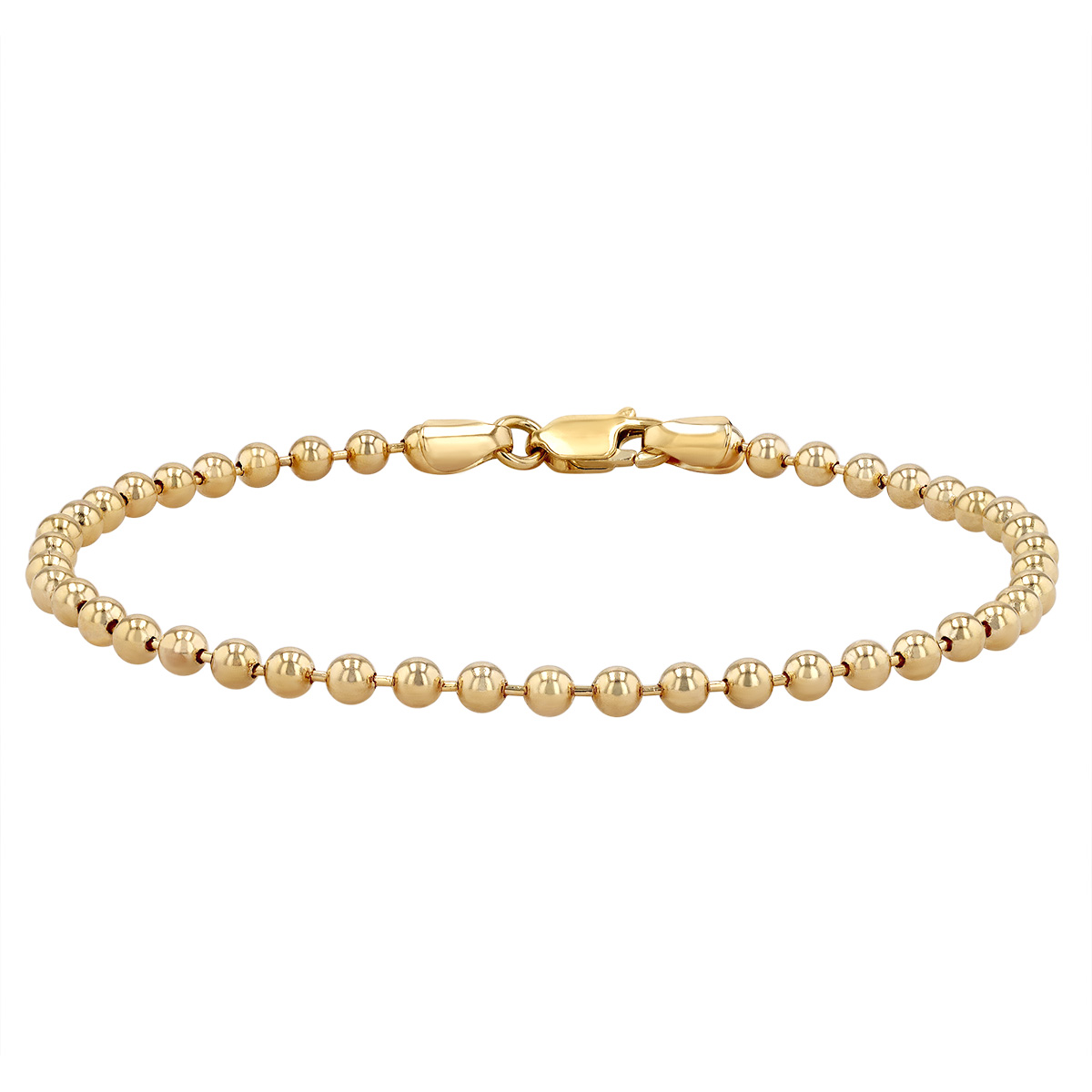 Yellow Gold Ball Bead Link Chain Bracelet