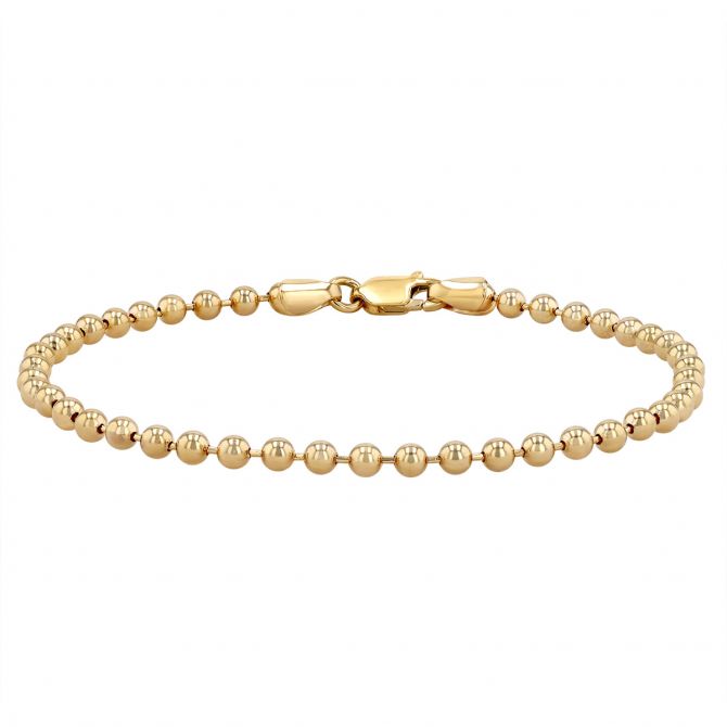 Yellow Gold Ball Bead Link Chain Bracelet