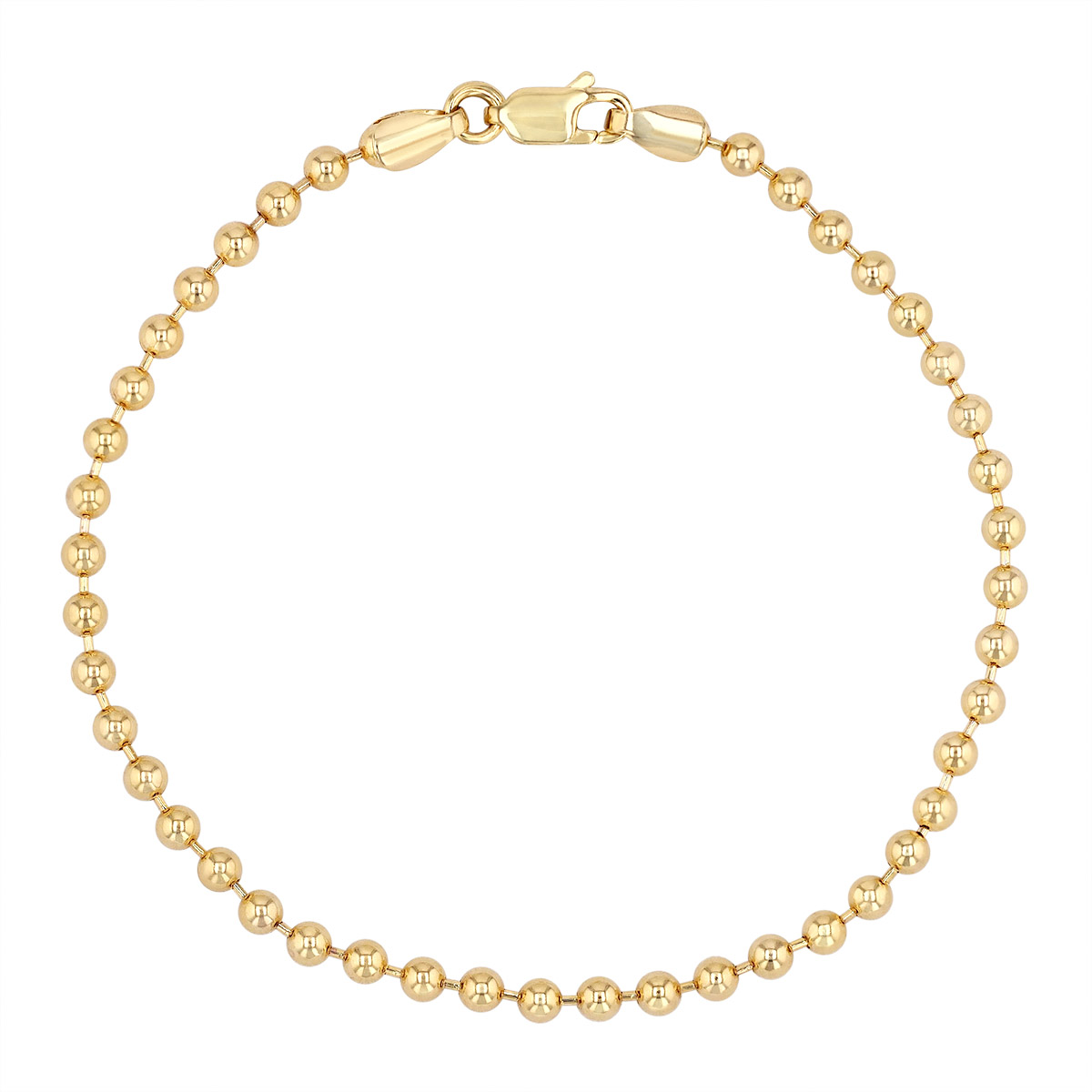 Yellow Gold Ball Bead Link Chain Bracelet
