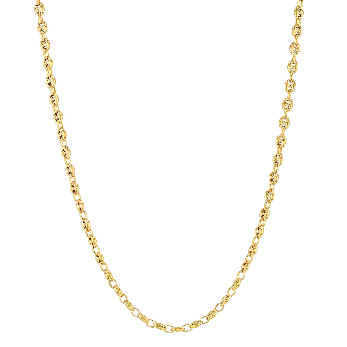 Yellow Gold Puff Mariner Link Chain, 18