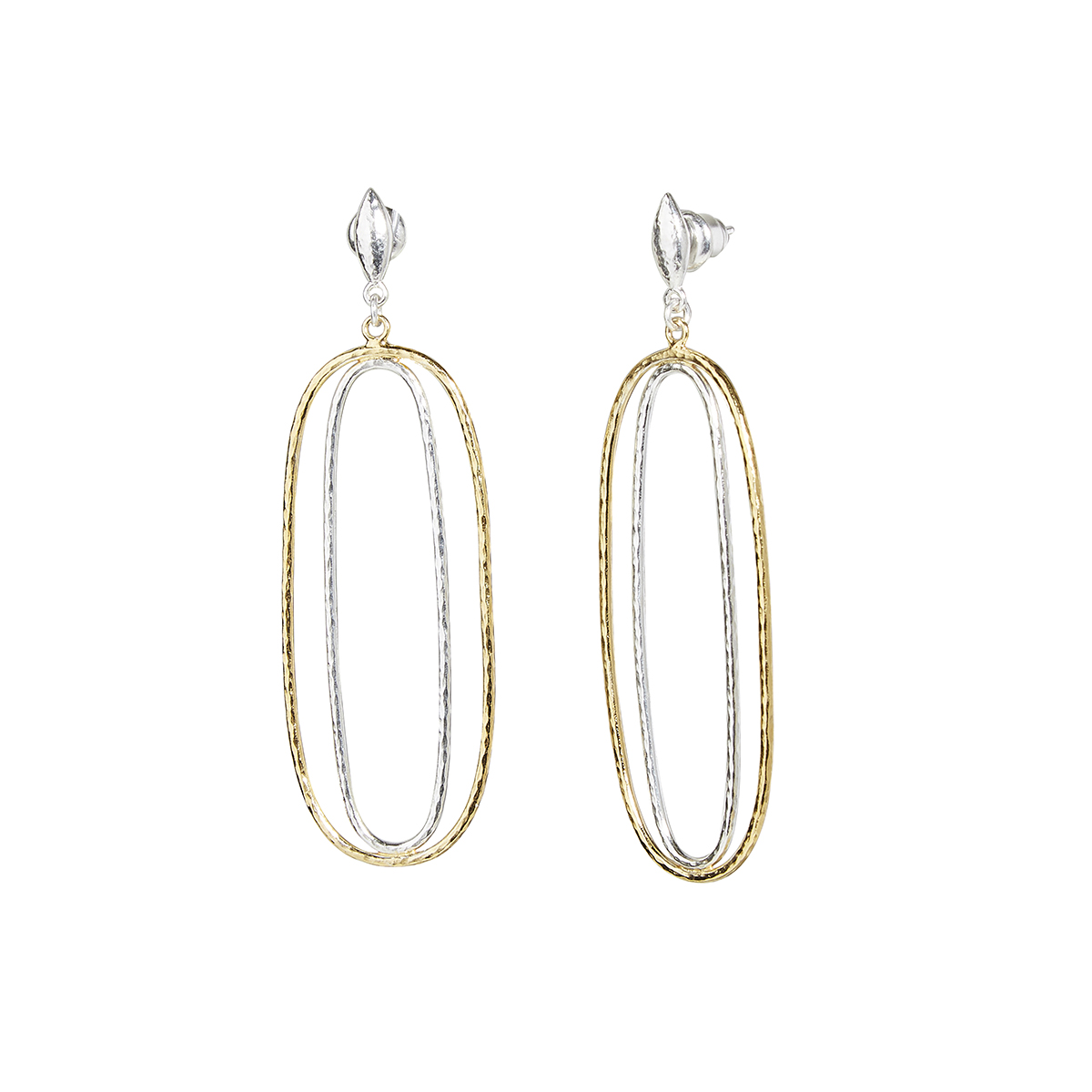 Gurhan Geo Sterling Silver & 24K Gold Bonded Double Oval Drop Earrings