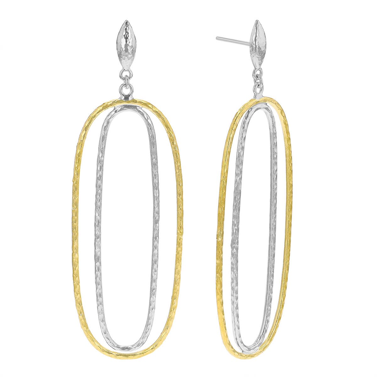 Gurhan Geo Sterling Silver & 24K Gold Bonded Double Oval Drop Earrings