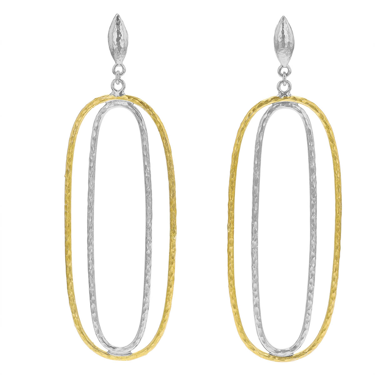 Gurhan Geo Sterling Silver & 24K Gold Bonded Double Oval Drop Earrings