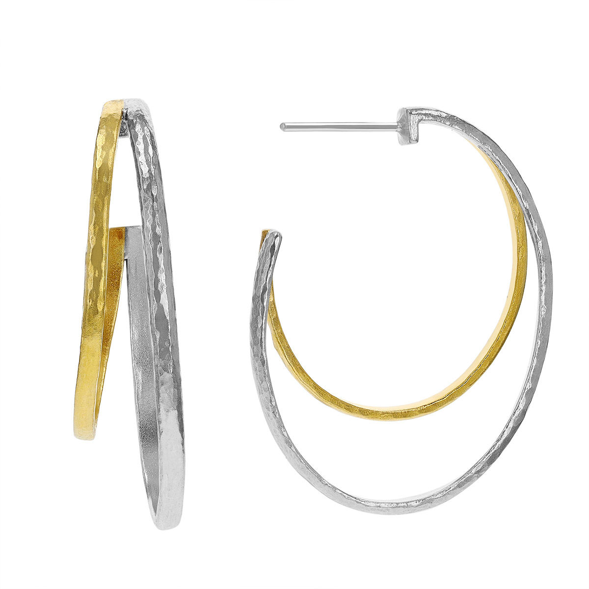 Gurhan Sterling Silver & Yellow Tone Double Hoop Earrings