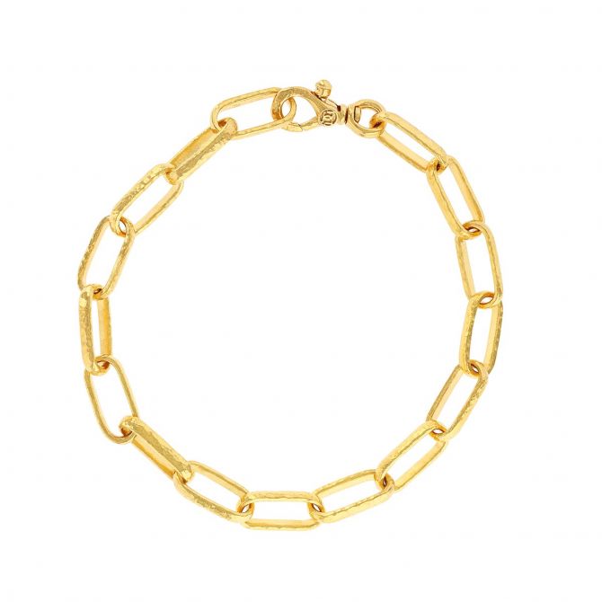 Gurhan Hoopla 24K Yellow Gold Rectangle Link Bracelet, 8"