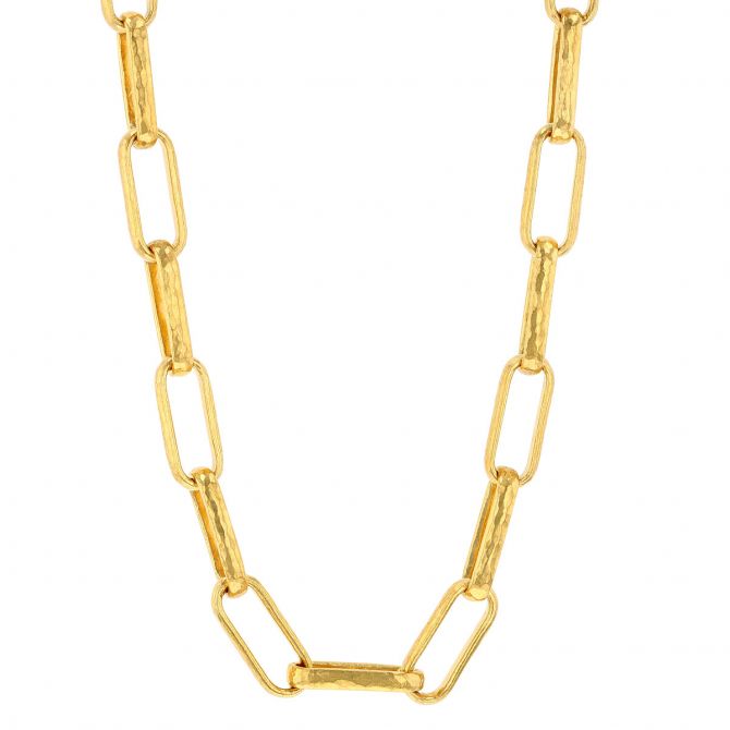 Gurhan Hoopla 24K Yellow Gold Rectangle Link Necklace, 20"
