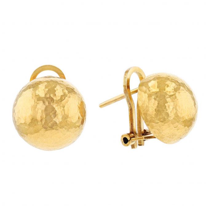 14k Yellow Gold Short Paper Clip Earrings with Textured Balls OR5Q261
