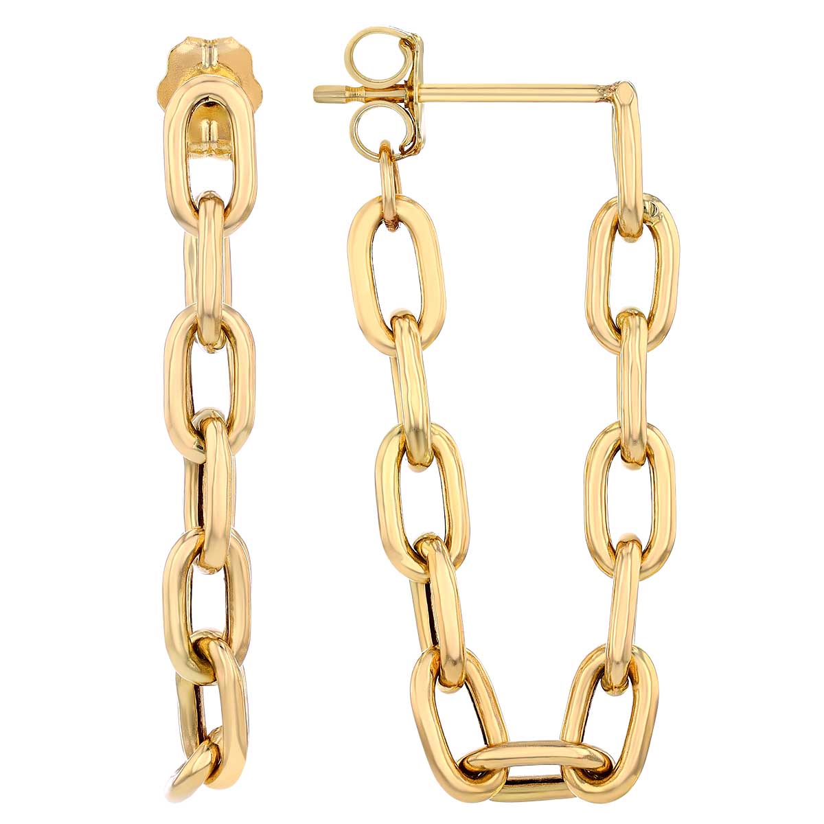 Zoe Chicco Yellow Gold Medium Square Oval Link Chain Dangle Earrings