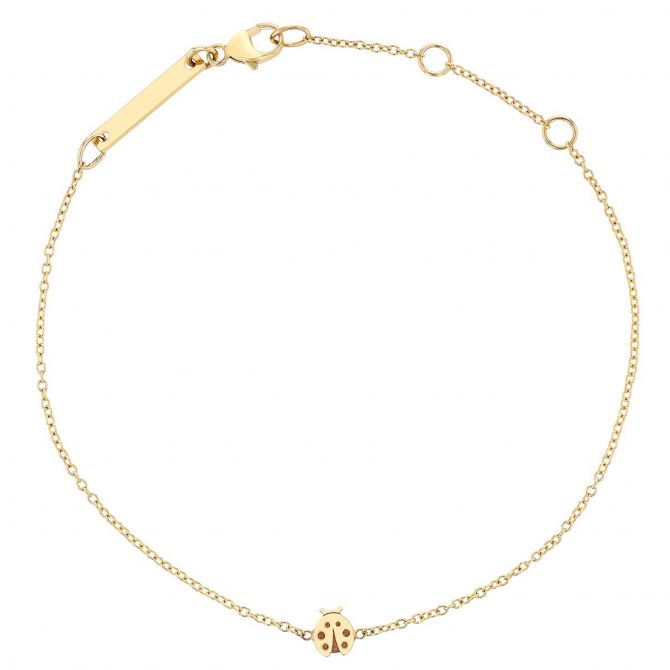 Zoe Chicco Itty Bitty Yellow Gold Ladybug Bracelet, 7"