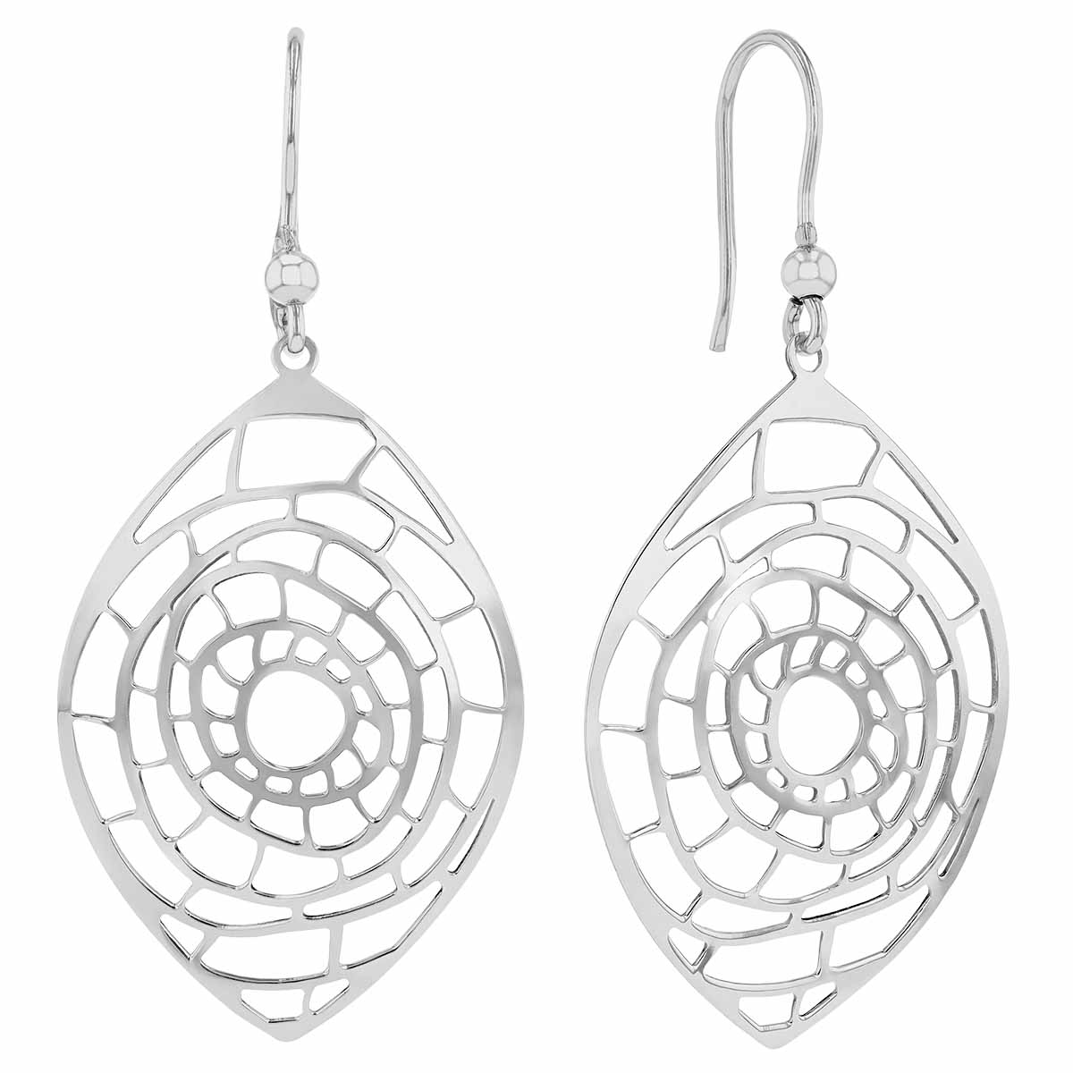 Sterling Silver Open Latticework Drop Earrings