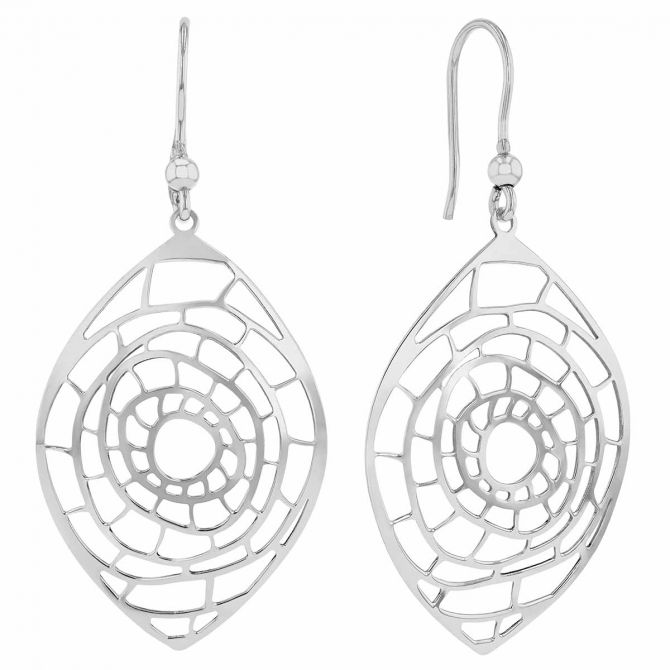 Sterling Silver Open Latticework Drop Earrings