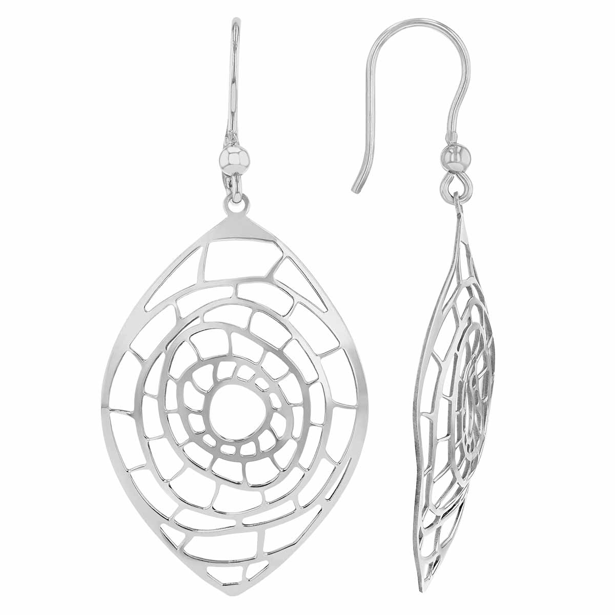 Sterling Silver Open Latticework Drop Earrings