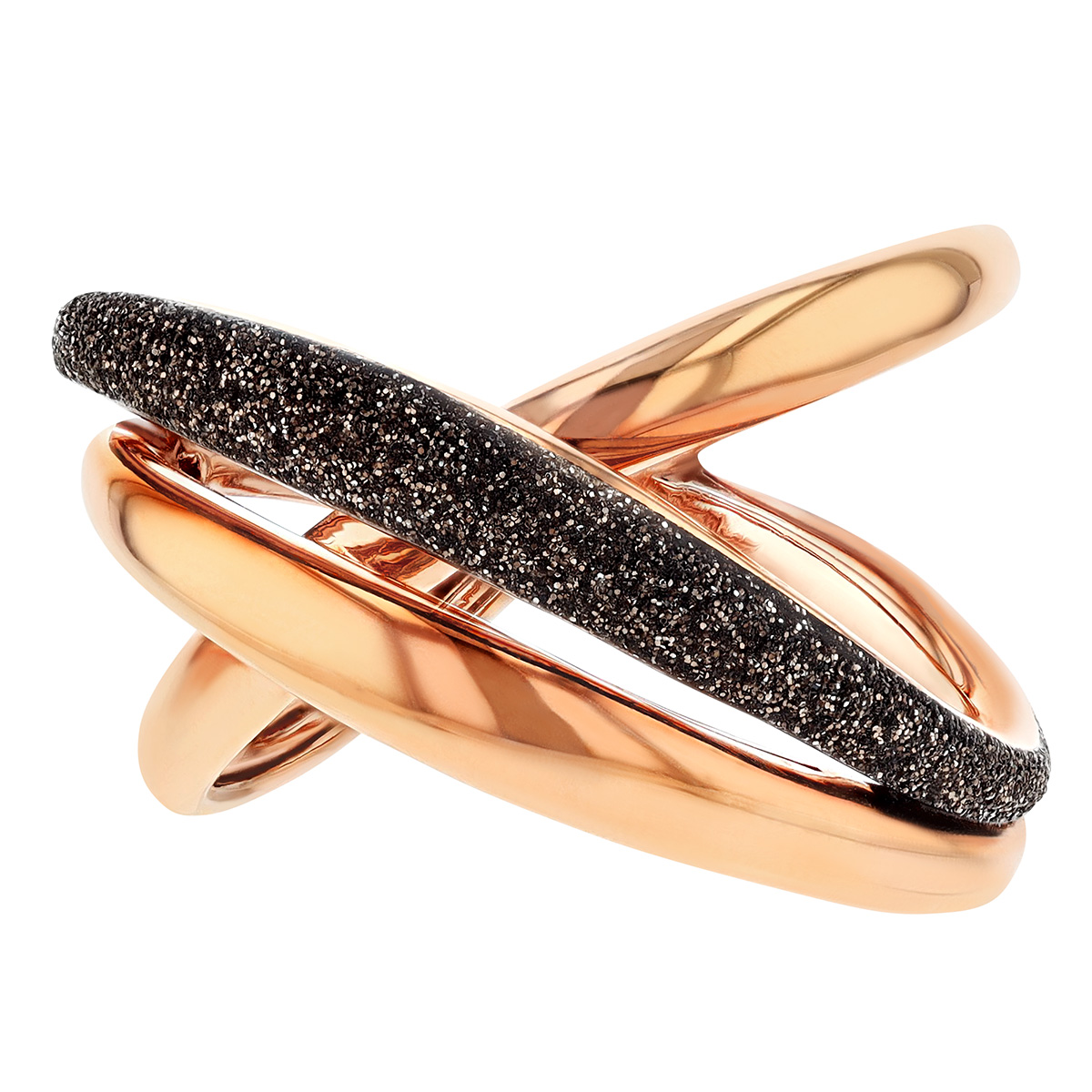 Pesavento Polvere di Sogni Rose Tone 3 Band Criss Cross Ring with Brown Dust