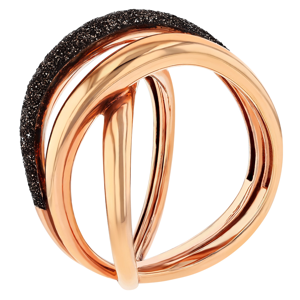 Pesavento Polvere di Sogni Rose Tone 3 Band Criss Cross Ring with Brown Dust