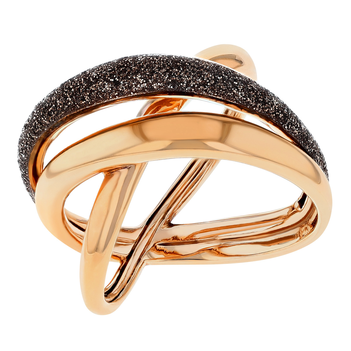 Pesavento Polvere di Sogni Rose Tone 3 Band Criss Cross Ring with Brown Dust
