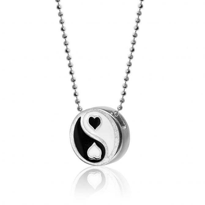 Alex Woo Little Icons Yin Yang Enamel & Sterling Silver Charm Pendant, 16"
