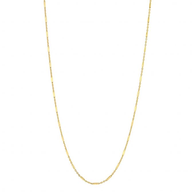 Yellow Gold Alternating Cable & Barrel Link Chain, 16"