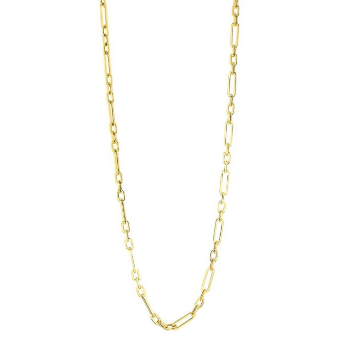 Yellow Gold Paperclip & Short Link Chain Necklace, 20"