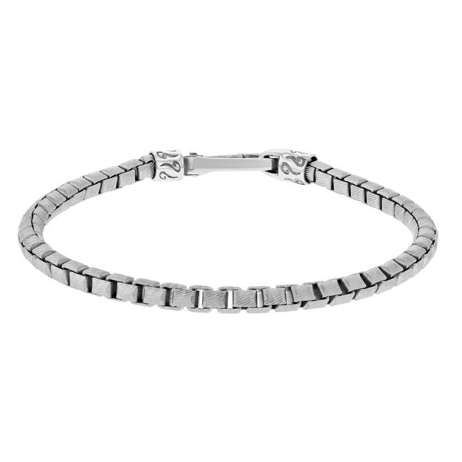 Marco Dal Maso Ulysses Sterling Silver Carved Tubular Chain Bracelet, 8"
