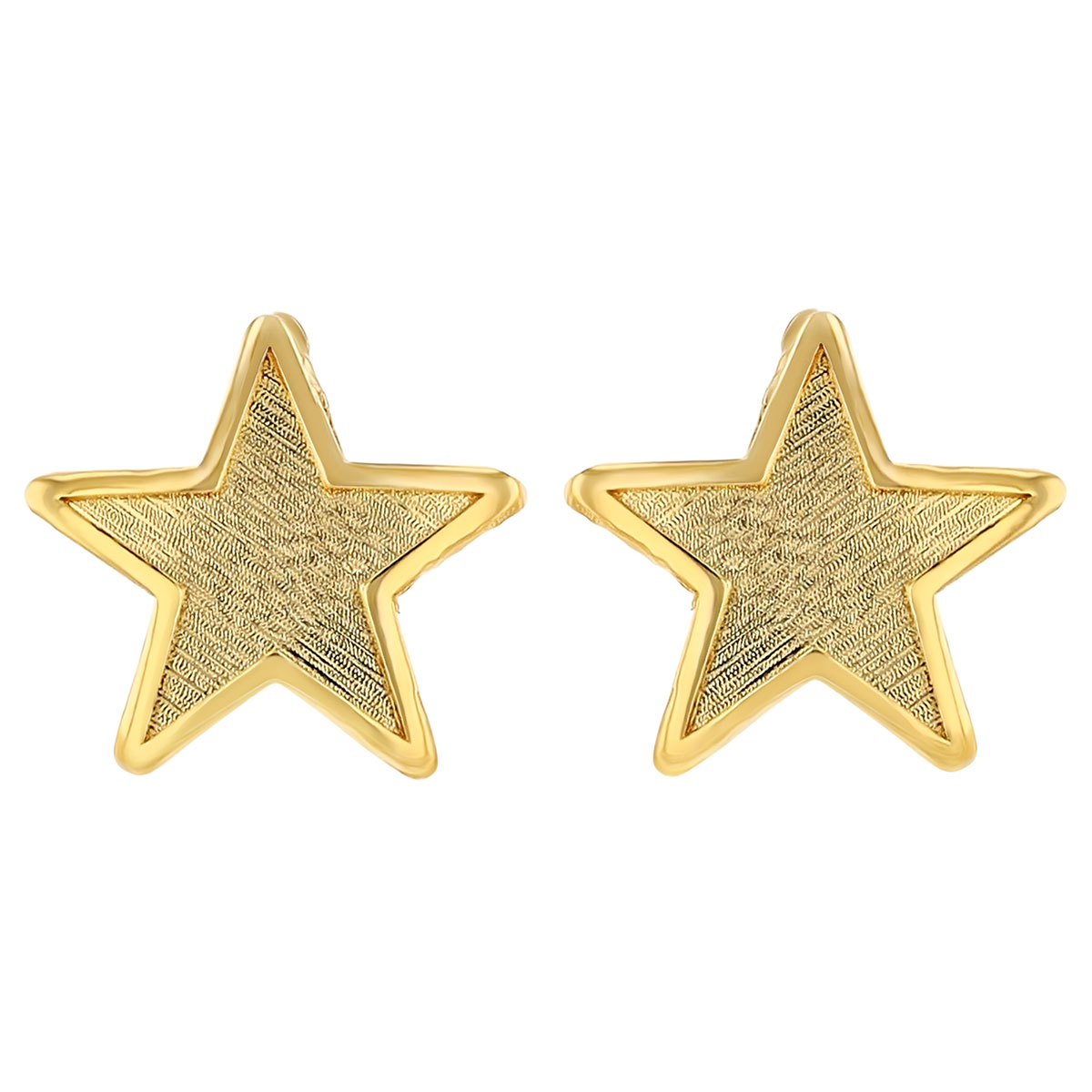 Children's Brushed Yellow Gold Star Stud Earrings