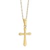 Children's Yellow Gold Thin Pointed Cross Pendant with Textured Edge, 15"