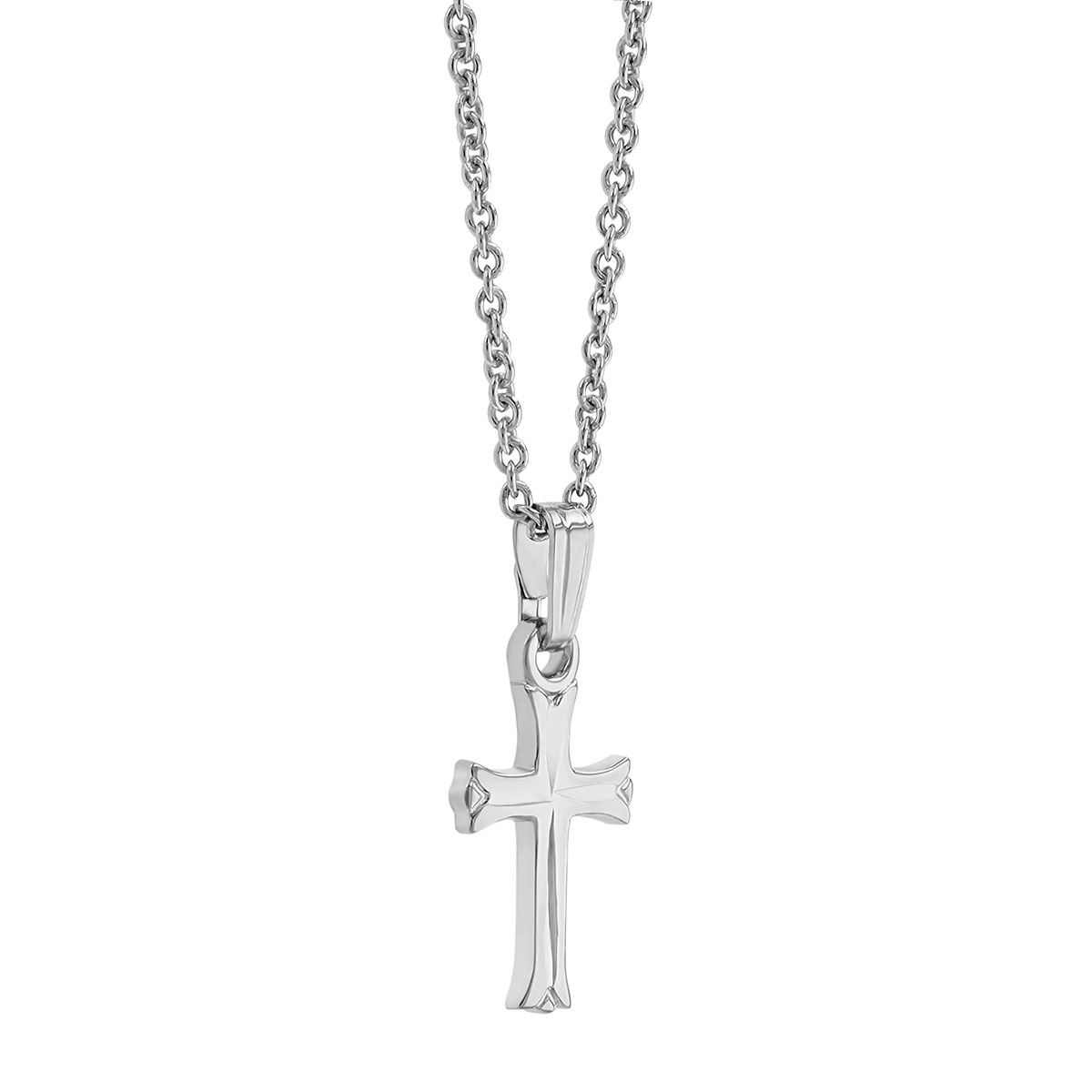 Children's Sterling Silver Flared Edge Cross Pendant, 13