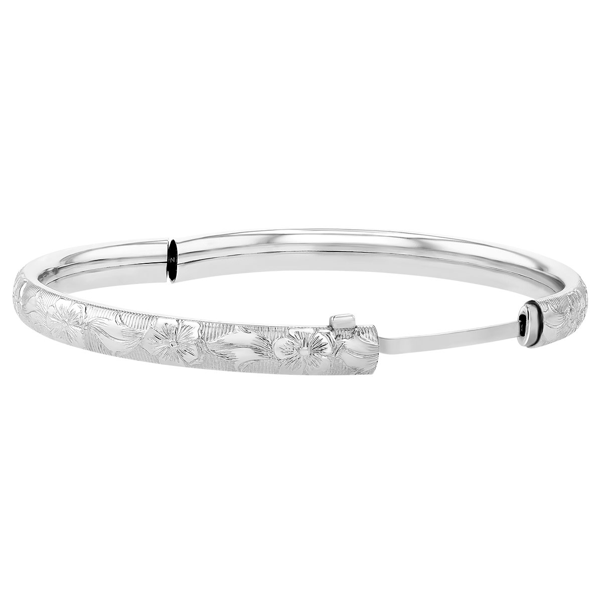 Sterling Silver Children's Floral Patterned Bangle Bracelet