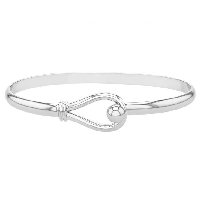 Sterling Silver Polished Hook & Eye Bangle Bracelet, 6.5