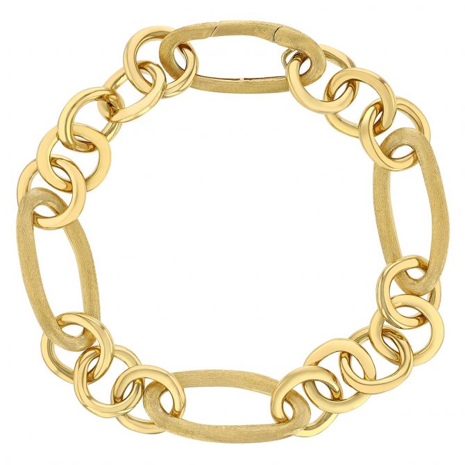 Marco Bicego Jaipur Yellow Gold Round & Oval Link Chain Bracelet, 7.75"