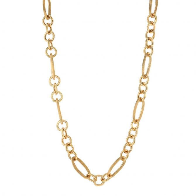 Marco Bicego Jaipur Yellow Gold Round & Oval Link Chain Necklace, 17.75"