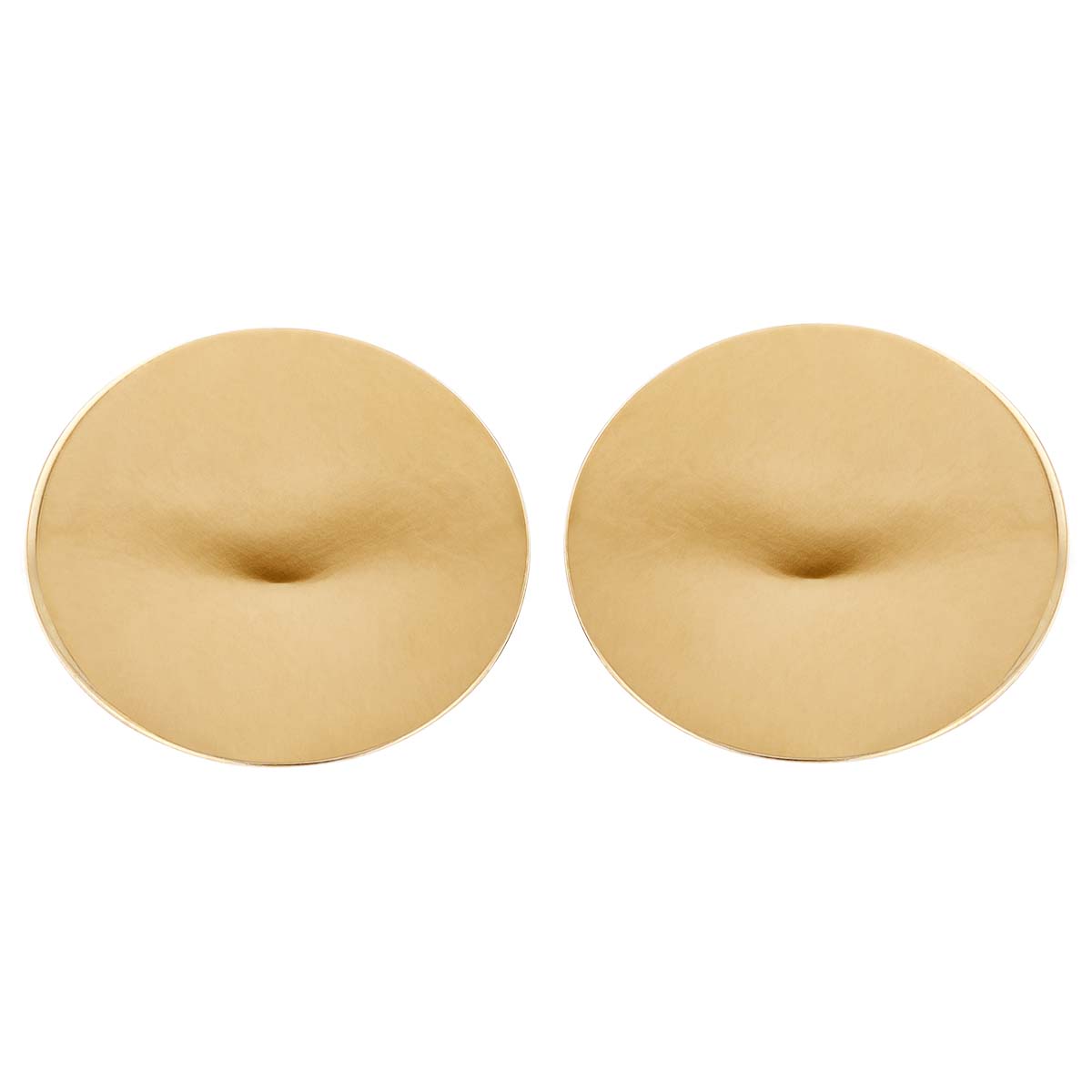 Yellow Gold Round Disc Stud Earrings