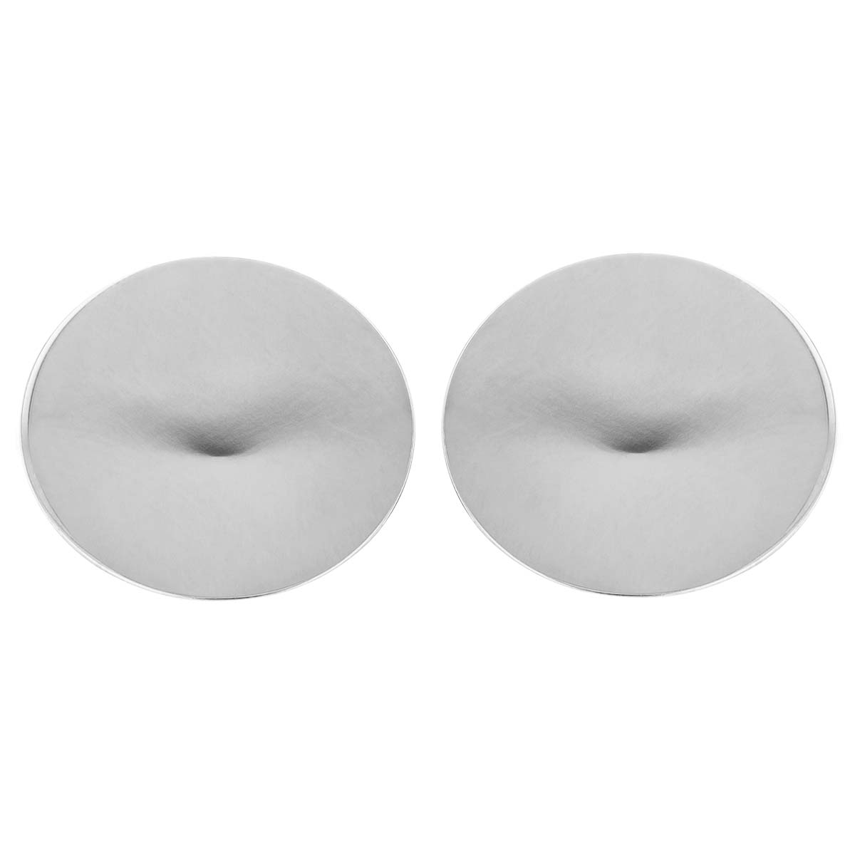 White Gold Round Disc Stud Earrings