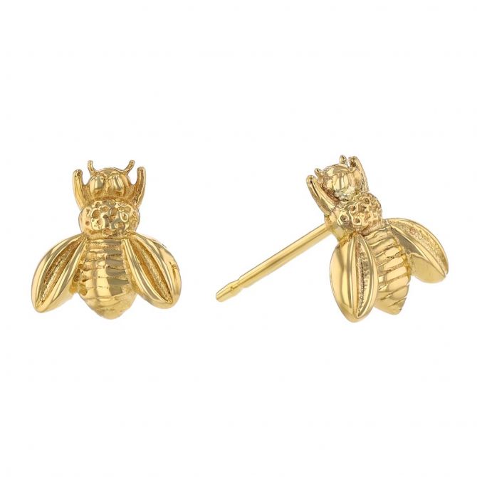 Yellow Gold Bee Stud Earrings