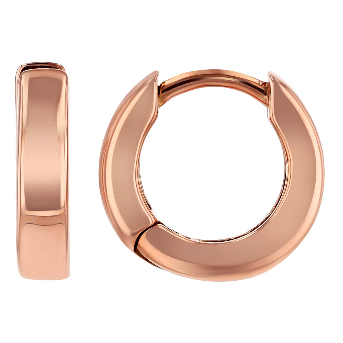 Rose Gold Square Edge Hinged Huggie Hoop Earrings, 3 x 12 mm