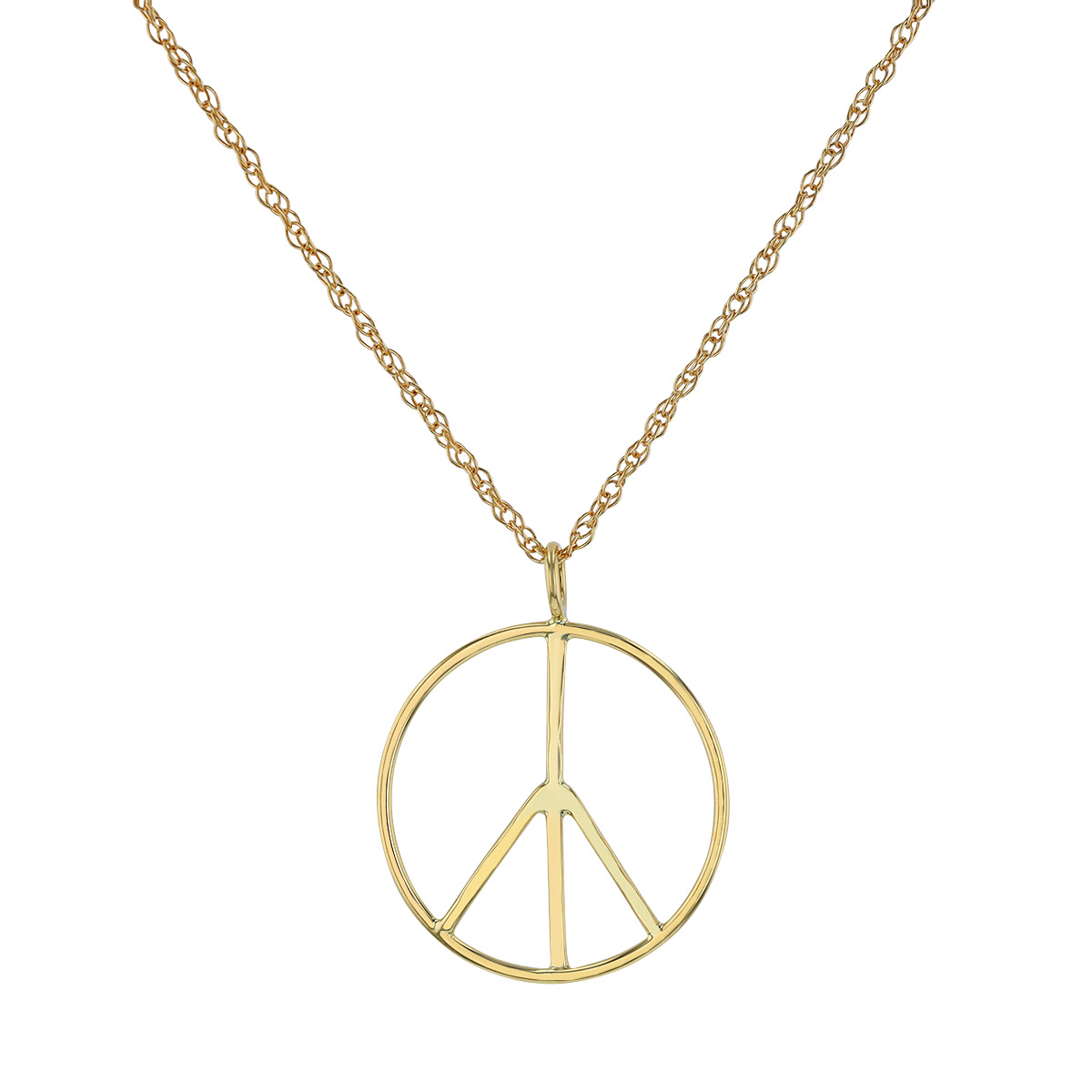 Yellow Gold Peace Sign Pendant, 18
