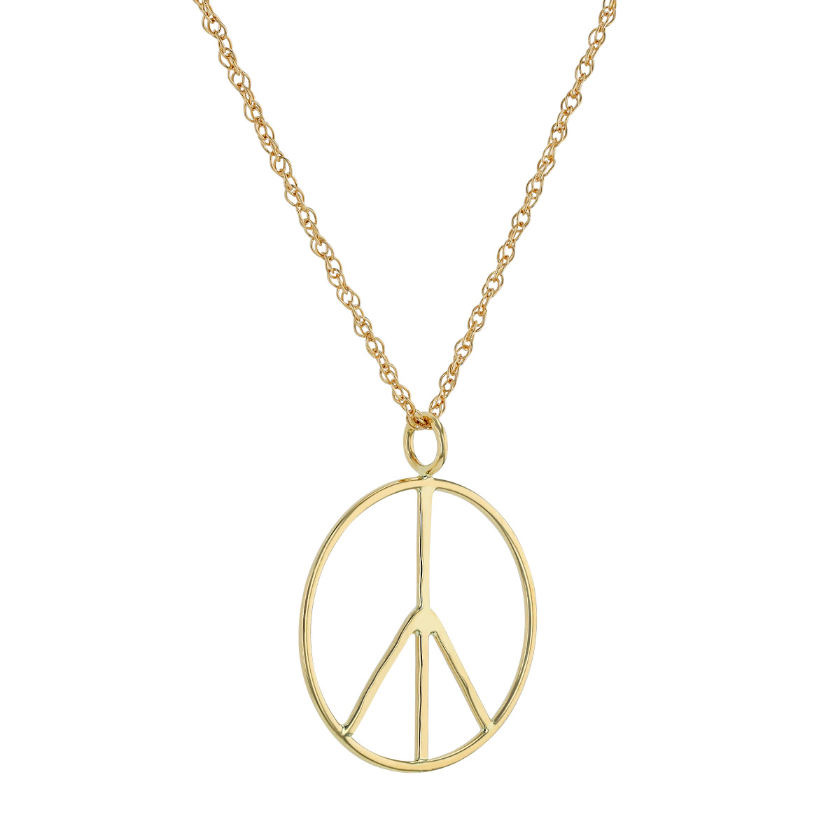 Yellow Gold Peace Sign Pendant, 18