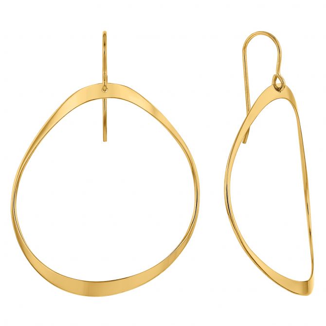 Yellow Gold Abstract Flat Circle Dangle Earrings Borsheims