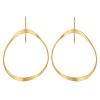 Yellow Gold Abstract Flat Circle Dangle Earrings
