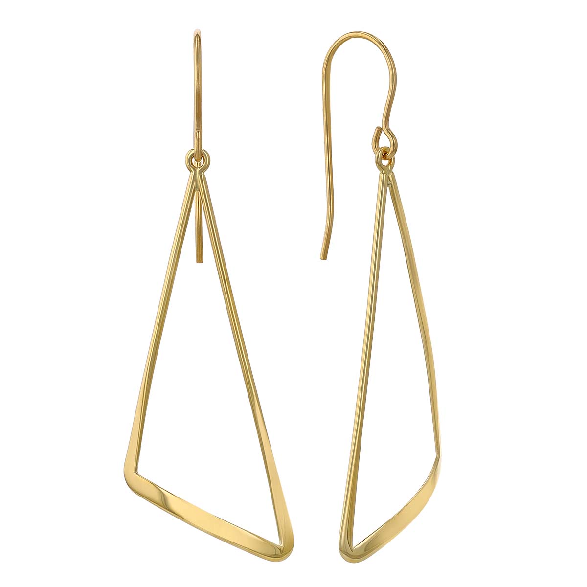 Yellow Gold Open Long Triangle Dangle Earrings Borsheims