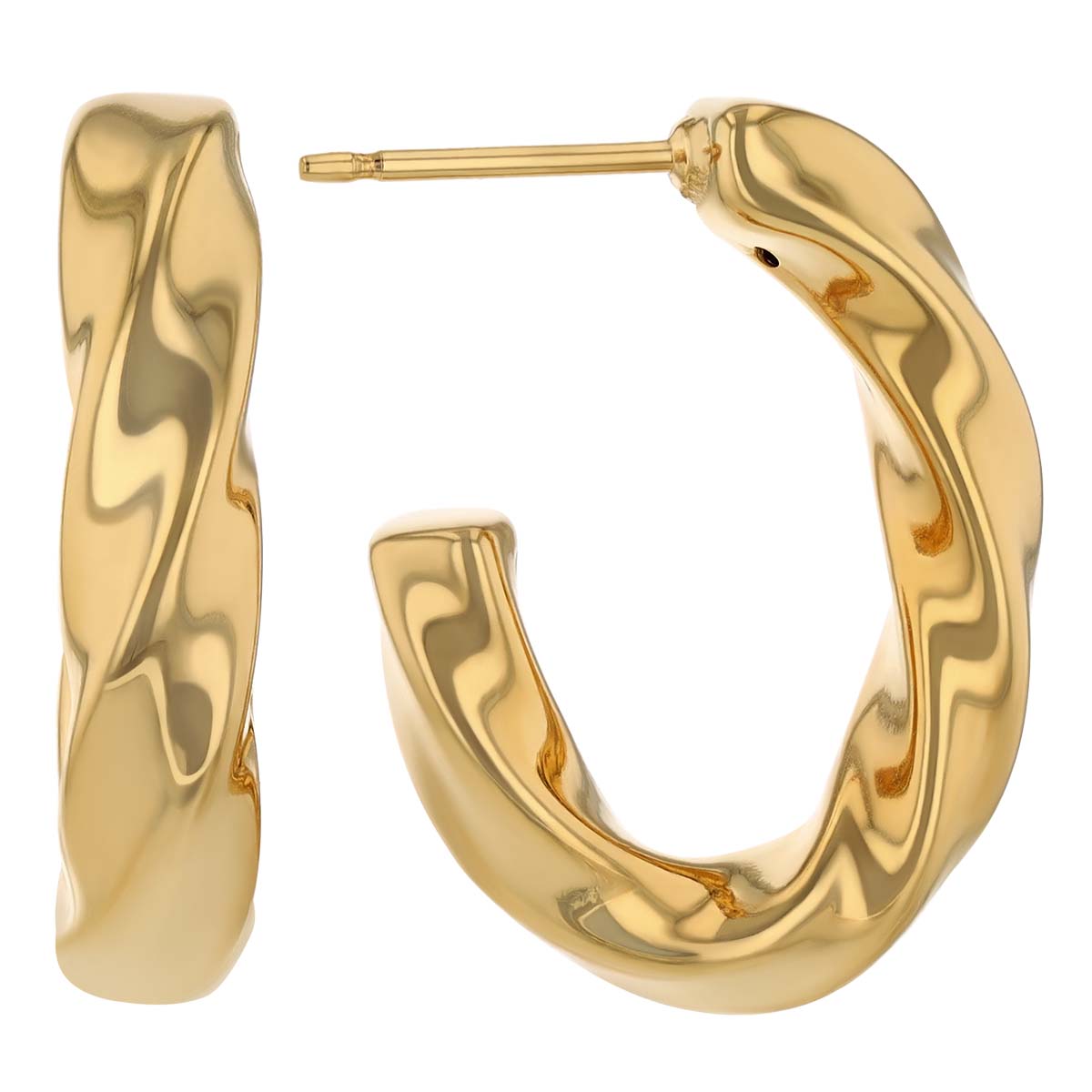 Yellow Gold Twist Hoop Post Earrings