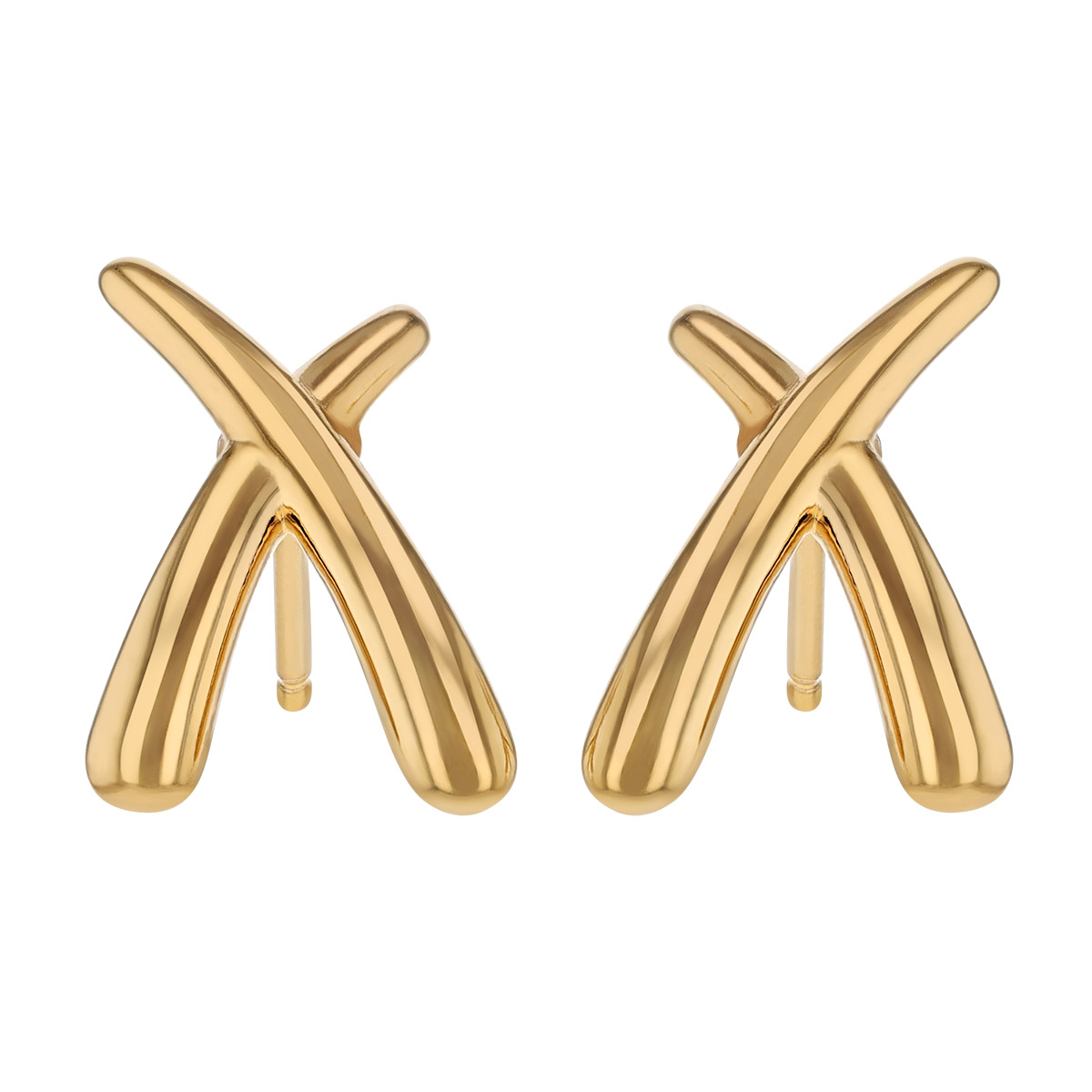 Yellow Gold Tapered X Stud Earrings