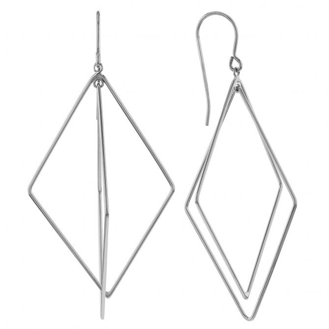 Diamond shaped silver earrings hotsell