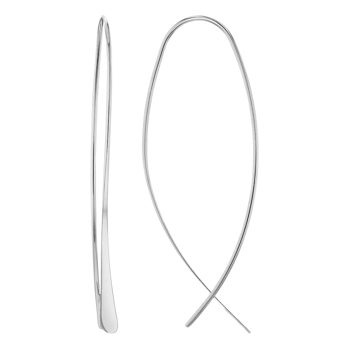 Sterling Silver Tapered Oval Threader Earrings