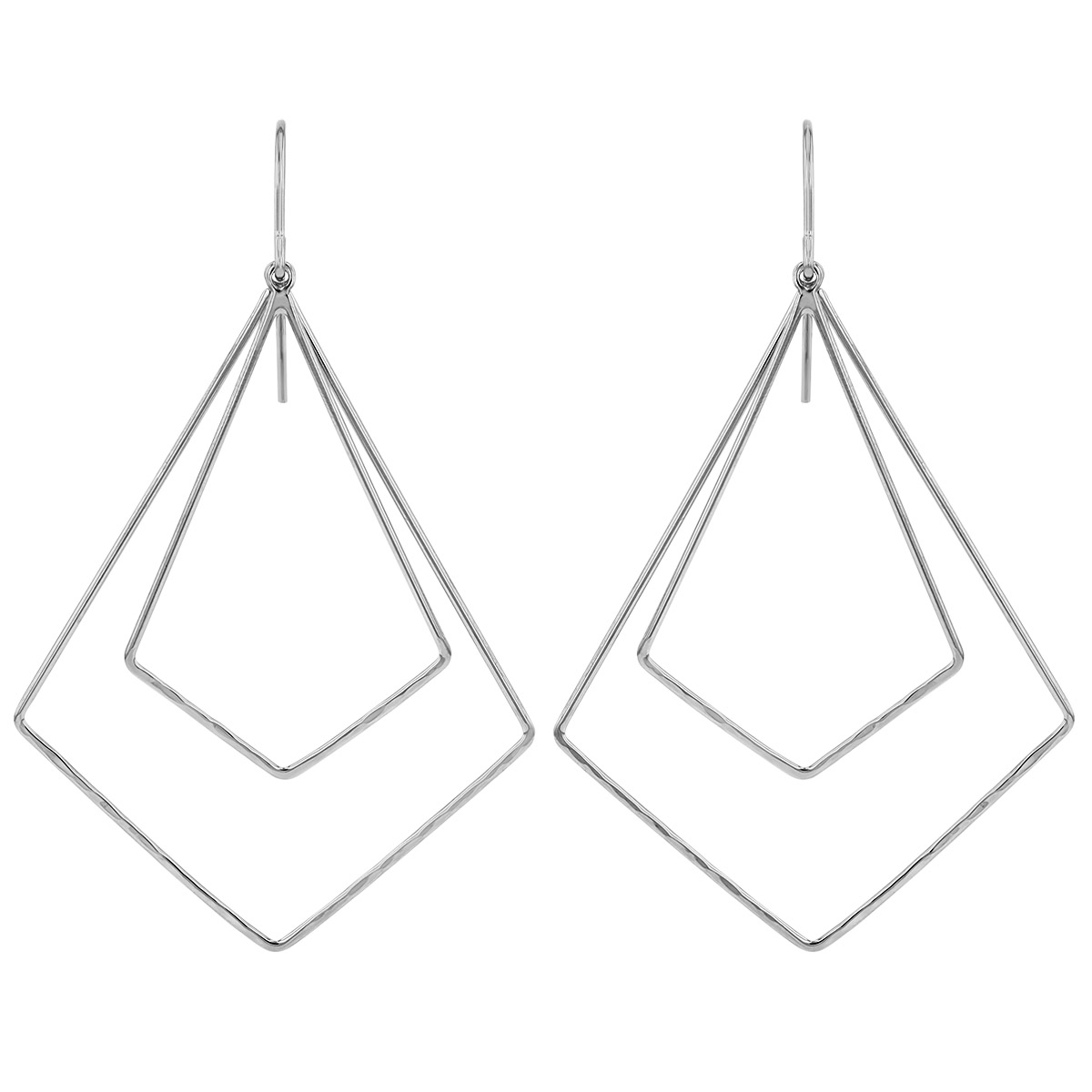 Sterling Silver Double Kite Shaped Dangle Earrings