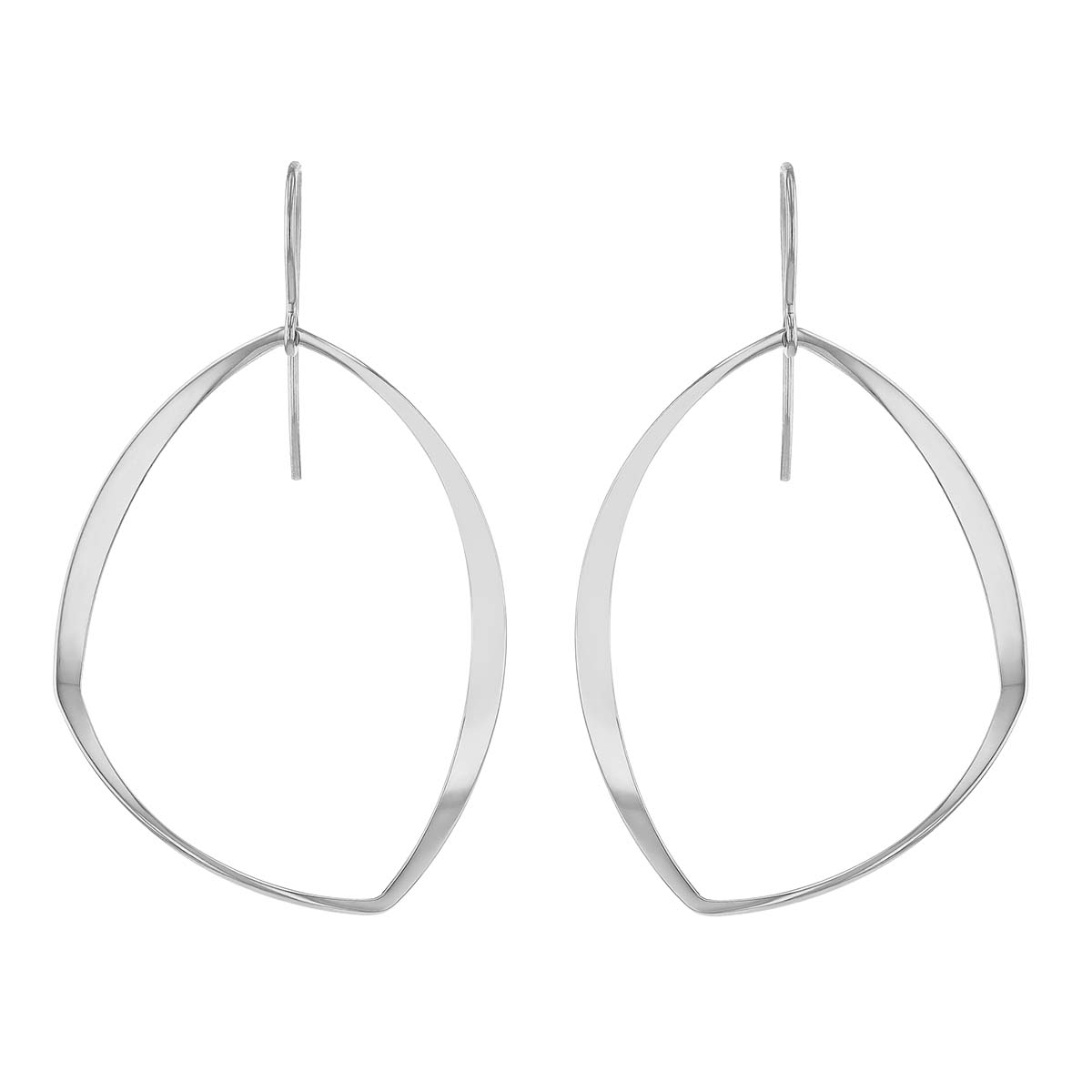Sterling Silver Abstract Oval Dangle Earrings