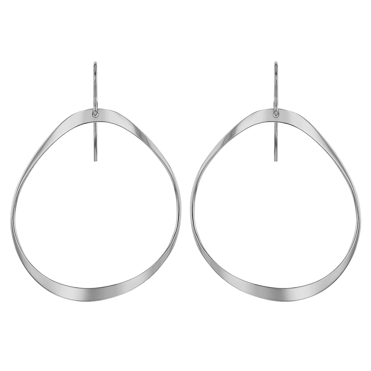 Sterling Silver Domed Flat Oval Dangle Earrings