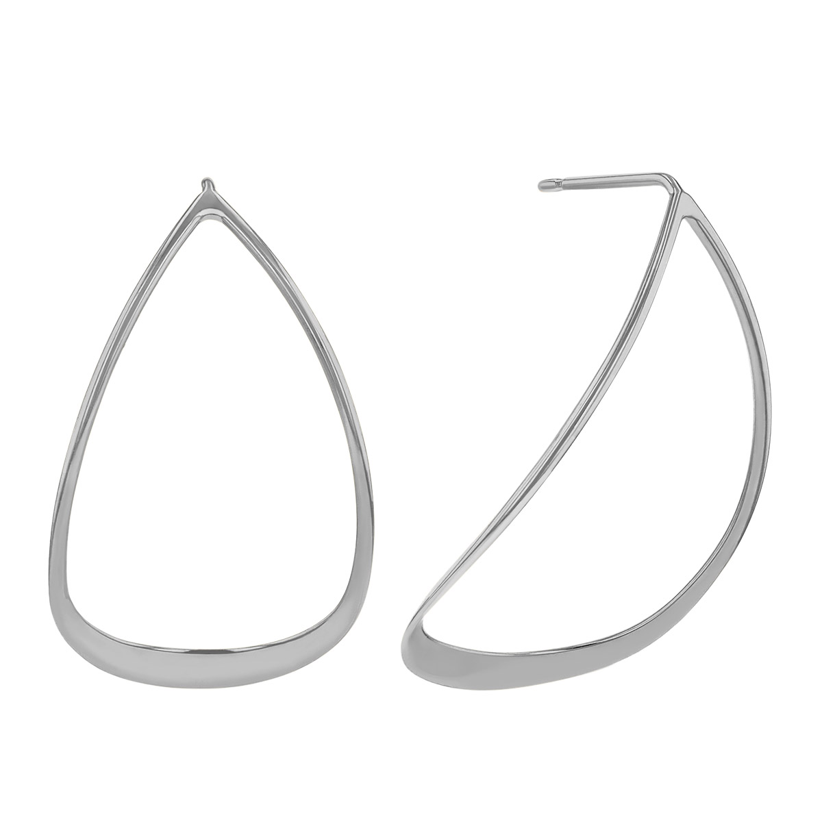 Sterling Silver Abstract Open Pear Shaped Drop Earrings