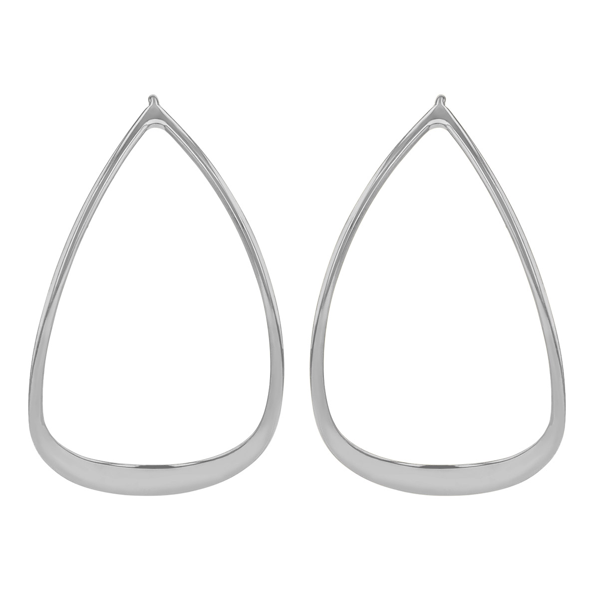 Sterling Silver Abstract Open Pear Shaped Drop Earrings
