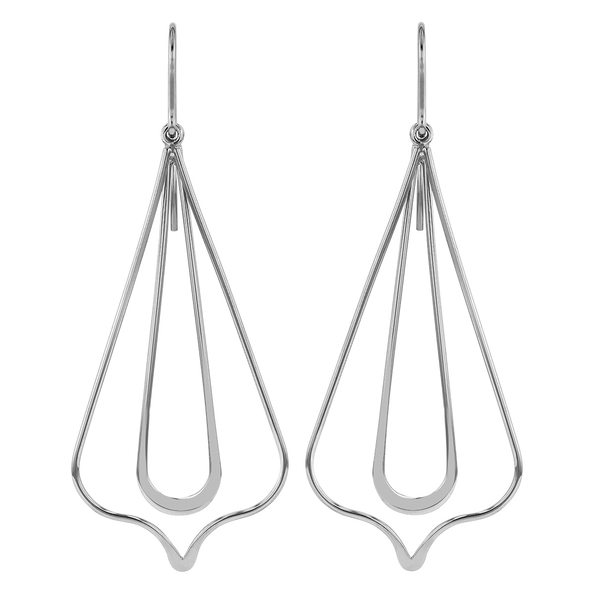 Sterling Silver Lantern Shaped Double Dangle Earrings
